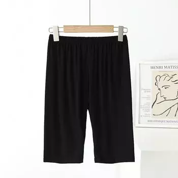 Женские свободные повседневные и удобные брюки-капри с плоскими углами для ношения дома L чёрный