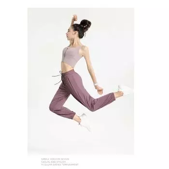 Женские свободные повседневные штаны для йоги на осень и зиму с завязками S чёрный