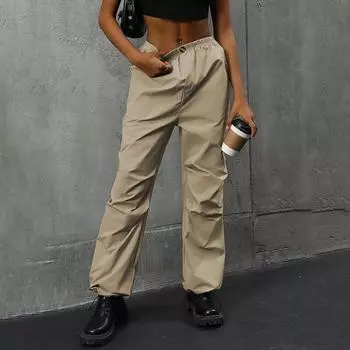 Женские свободные прямые брюки на весну и лето, костюм, брюки S хаки
