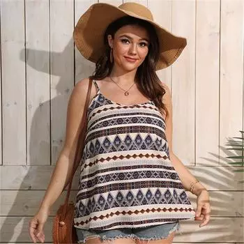 Женские свободные рубашки с цветочным принтом, пляжная одежда, повседневные рубашки, топы, рубашки без рукавов 1X бежевый