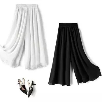 Женские свободные шифоновые брюки с широкими штанинами, женские повседневные элегантные брюки с высокой талией, летние модные брюки большого размера для женщин, универсальные брюки, новые XXXXL белый