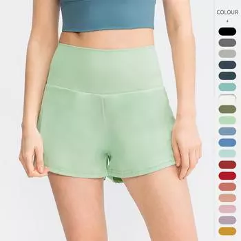 Женские свободные спортивные шорты для тенниса с двухслойными брюками для йоги и фитнеса с карманами L армия зеленый