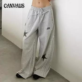 Женские свободные спортивные штаны Spice Girl с принтом пентаклей и эластичной талией, повседневные брюки для похудения S светло-серый