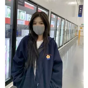 Женские свободные свитера с длинным рукавом и капюшоном с круглым вырезом, женские топы, однотонные толстовки M темно-синий