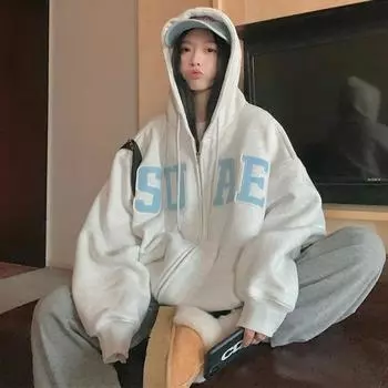 Женские свободные свитера с длинным рукавом и капюшоном с круглым вырезом, женские топы, однотонные толстовки M серый