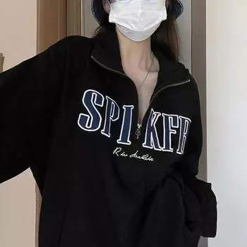 Женские свободные свитера с длинным рукавом и V-образным вырезом, женские топы, однотонные толстовки M чёрный