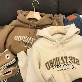 Женские свободные свитера с длинным рукавом и капюшоном с круглым вырезом, женские топы, однотонные толстовки M абрикосовый