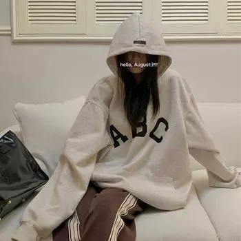 Женские свободные свитера с длинным рукавом и капюшоном с круглым вырезом, женские топы, однотонные толстовки M