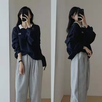 Женские свободные свитера с длинным рукавом и V-образным вырезом, женские топы, однотонные толстовки M