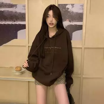 Женские свободные свитера с длинным рукавом и капюшоном с круглым вырезом, женские топы, однотонные толстовки M серый