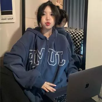 Женские свободные свитера с длинным рукавом и V-образным вырезом, женские топы, однотонные толстовки M королевский синий