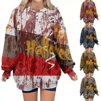 Женские свободные свитера, толстовки, флисовые принты на Хэллоуин, свитера с длинным рукавом, зимние осенние наряды XXL зелёный