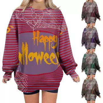 Женские свободные свитера, толстовки, флисовые принты на Хэллоуин, свитера с длинным рукавом, зимние осенние наряды XL зелёный