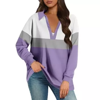 Женские свободные толстовки осенние топы с длинным рукавом V-образным вырезом повседневный пуловер с принтом топ милая повседневная одежда L