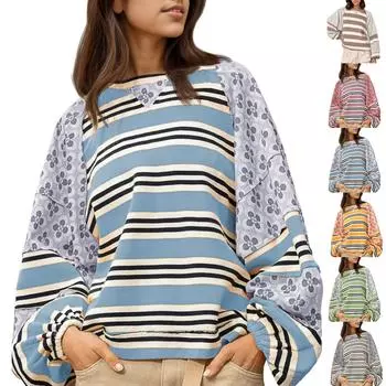 Женские свободные толстовки с цветным блоком, с длинным рукавом, свободный O-образный вырез, осенние наряды, модный пуловер с разрезом L светло-коричневого