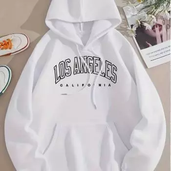 Женские свободные толстовки с капюшоном и принтом в виде букв, блузки, толстовки, повседневные свитера с длинным рукавом XS чёрный