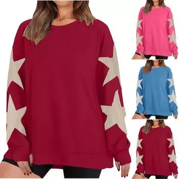 Женские свободные толстовки с круглым вырезом и длинным рукавом, флисовый свитер, модная одежда осень-зима L чёрный