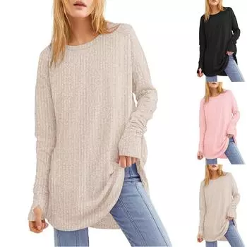 Женские свободные толстовки с круглым вырезом и длинным рукавом, повседневные флисовые нарядные свитера с верхом M хаки