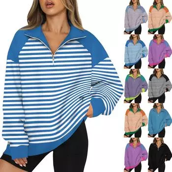 Женские свободные толстовки с полумолнией, флис, длинный рукав, повседневный пуловер, толстовка, топы, осень-зима XXL оранжевый