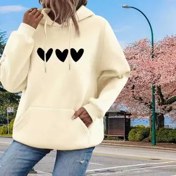 Женские свободные толстовки с принтом A Row of Love, блузки, толстовки, повседневные свитера с длинным рукавом XS чёрный