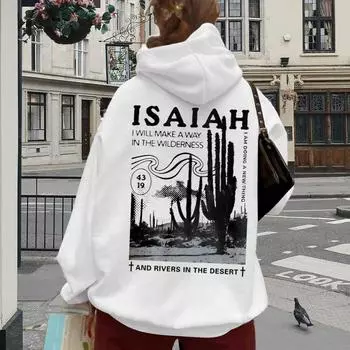 Женские свободные толстовки с принтом кактуса, блузки, толстовки, повседневные свитера с длинным рукавом XS белый