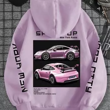 Женские свободные толстовки с принтом модели автомобиля, блузки, толстовки, повседневные свитера с длинным рукавом XS жёлтый