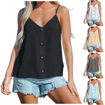 Женские свободные топы больших размеров с v-образным вырезом, повседневная однотонная футболка, блузка без рукавов, жилет XXL бежевый