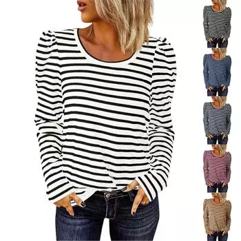 Женские свободные топы с длинными рукавами и V-образным вырезом в полоску, свитшот, футболка с длинными рукавами и цветными блоками, повседневные топы L чёрный