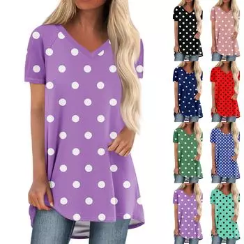 Женские свободные топы с коротким рукавом, повседневные топы больших размеров, повседневные летние футболки с коротким рукавом и V-образным вырезом, женские топы, футболки, рубашки L чёрный
