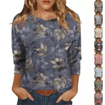 Женские свободные топы с рукавом 3/4 Повседневные топы больших размеров Повседневные летние футболки Женские топы Футболки Рабочая одежда L бежевый