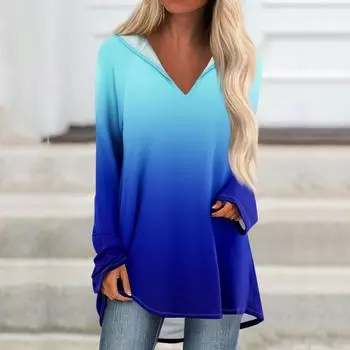 Женские свободные топы с V-образным вырезом и капюшоном с длинными рукавами, повседневные топы, домашние пижамы для отдыха, топы XXXL