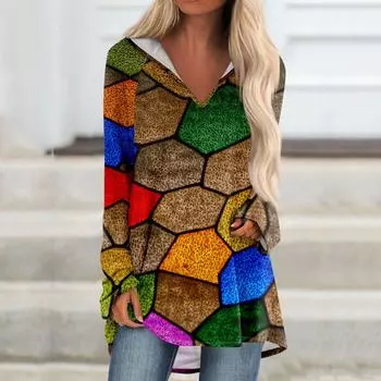 Женские свободные топы с V-образным вырезом и капюшоном с длинными рукавами, повседневные топы, домашние пижамы для отдыха, топы XL