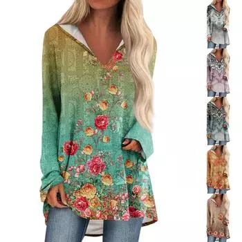 Женские свободные топы с V-образным вырезом и капюшоном с длинными рукавами, повседневные топы, домашние пижамы для отдыха, топы L