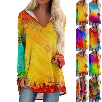 Женские свободные топы с V-образным вырезом и капюшоном с длинными рукавами, повседневные топы, домашние пижамы для отдыха, топы M