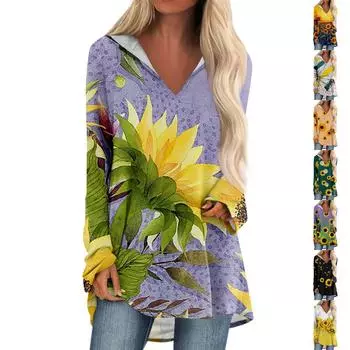 Женские свободные топы с V-образным вырезом и капюшоном с длинными рукавами, повседневные топы, домашние пижамы для отдыха, топы XXXL чёрный