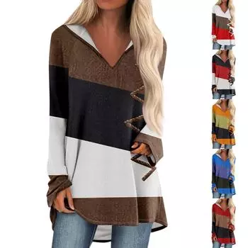 Женские свободные топы с V-образным вырезом и капюшоном с длинными рукавами, повседневные топы, домашние пижамы для отдыха, топы XL оранжевый