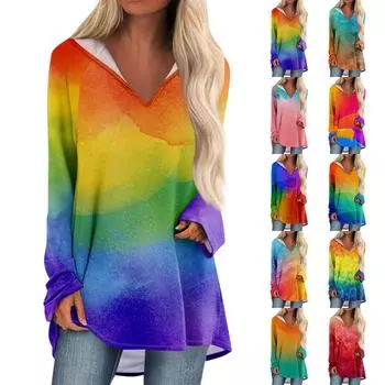 Женские свободные топы с V-образным вырезом и капюшоном с длинными рукавами, повседневные топы, домашние пижамы для отдыха, топы XL оранжевый