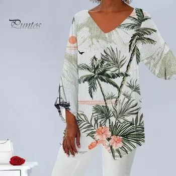 Женские свободные топы с v-образным вырезом и длинными рукавами, повседневные топы, пуловеры в стиле ретро с 3D принтом, пуловеры с нерегулярным краем, уличная одежда M фиолетовый