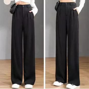 Женские свободные весенне-летние 2024 новые широкие брюки с высокой талией, тонкие повседневные брюки, корейский модный тренд, женский костюм, прямые брюки S белый