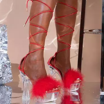 Женские танцевальные босоножки с запахом и ремешком для волос на каблуке 14 см, серия 10365 LFD 34 чёрный