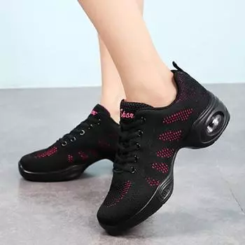 Сетчатые женские джазовые кроссовки с мягкой подошвой, дышащая спортивная обувь для бега 35 чёрный