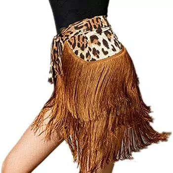 Женские танцевальные юбки Бальные платья для латинских танцев Юбка для танго Танцевальный фартук Юбка с кисточками Танцевальная практика Представление Хип-шарф Танцевальные юбки короткие коричневый