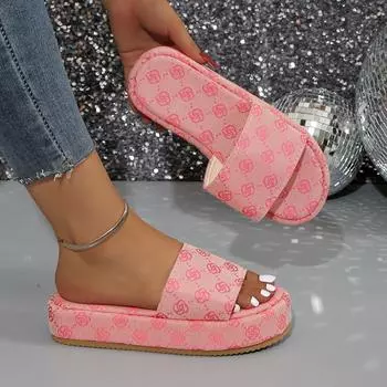 Женские тапочки 2024 года, летние модные босоножки на платформе, толстая подошва, однотонные тапочки, вечерние шлепанцы для женщин, Zapatos De Mujer 36 коричневый