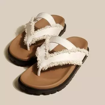 Женские тапочки 2024 года, летние популярные новые туфли на плоской мягкой подошве, дышащие женские тапочки с открытым носком для отдыха на море Zapatos 35 бежевый