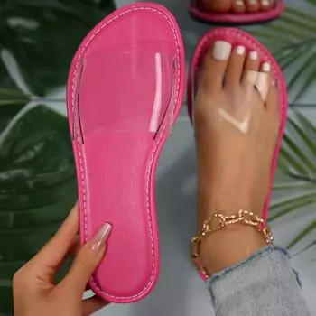 Женские тапочки 2024 года, новые летние дизайнерские тапочки, классические прозрачные сандалии, модные пляжные туфли для ванной, шлепанцы для женщин 36