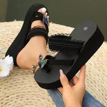Женские тапочки 2024 года, новые летние модные роскошные сандалии, шлепанцы на плоской подошве, пляжные повседневные тапочки, женские шлепанцы Zapatos De Mujer 36 чёрный