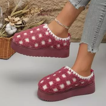 Женские тапочки 2024 года, новые зимние короткие плюшевые туфли на плоской подошве, зимние сапоги, теплые туфли на толстой подошве, женские тапочки большого размера из утолщенного пуха 36 темно-зеленого