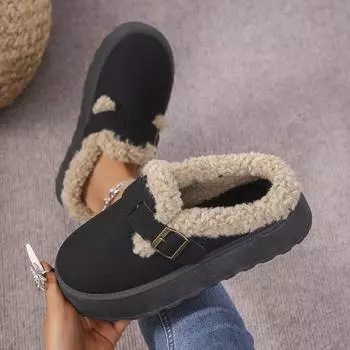 Женские тапочки 2024 года, новые зимние туфли на плоской подошве для женщин, плюшевые зимние теплые толстые модные тапочки, женские тапочки, Zapatos De Mujer 36 бежевый