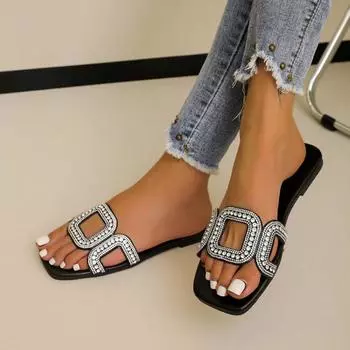 Женские тапочки 2024 Летние туфли на плоской подошве для женщин Сандалии Шикарные удобные тапочки на плоской подошве Уличные шлепанцы Женские повседневные шлепанцы для вечеринок 36 бежевый