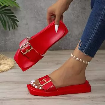 Женские тапочки 2024 Новые летние новые пляжные сандалии с открытым носком Модные роскошные тапочки с одним ремешком Шлепанцы женские Zapatos De Mujer 36 чёрный